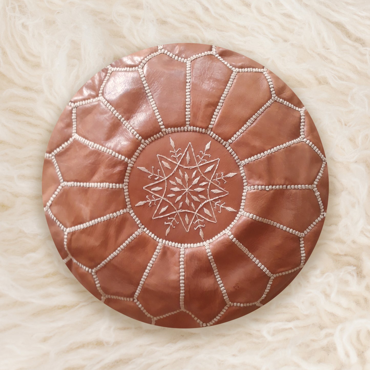 Tan Goat Skin Leather Pouf