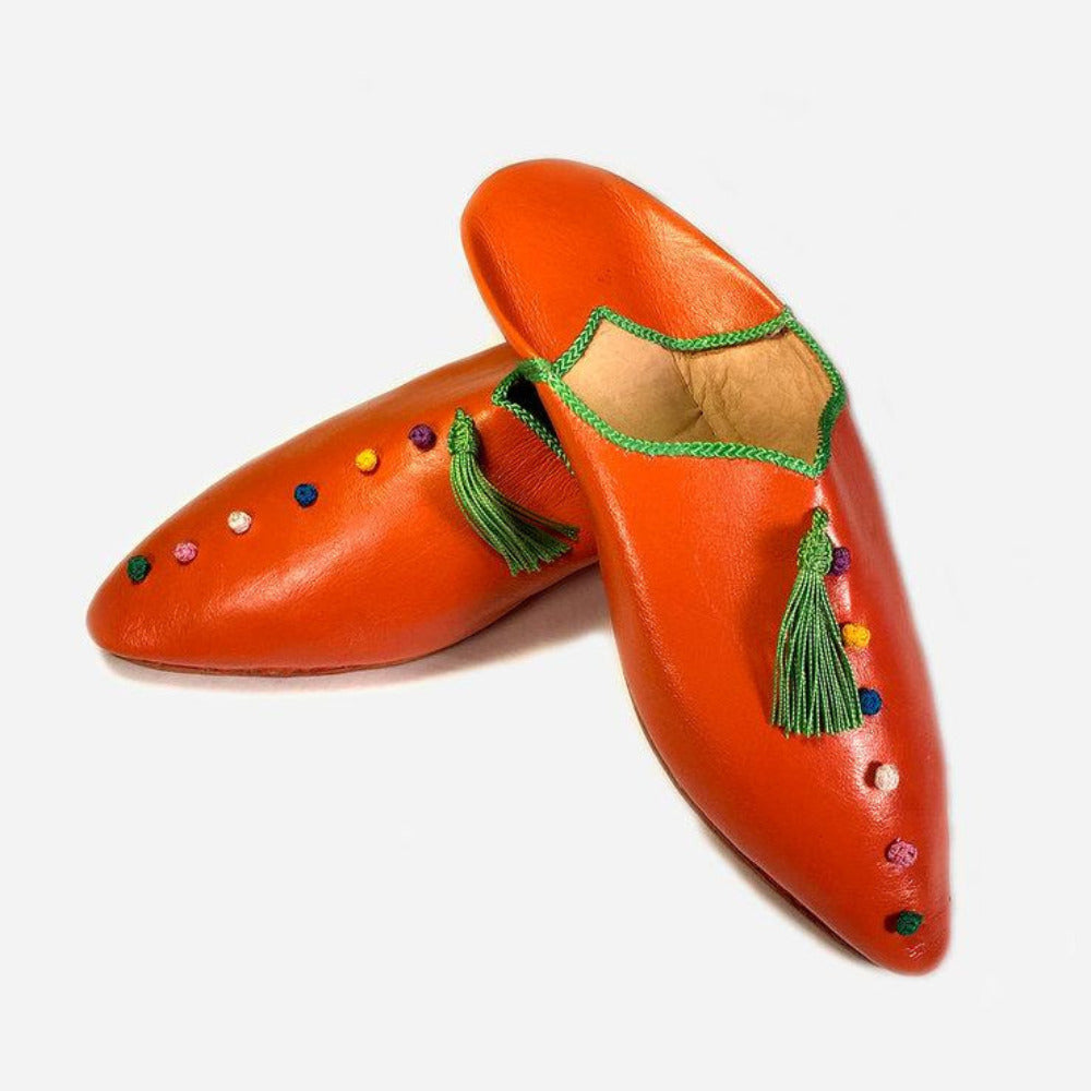 Marché Berber Pointy Babouche in Orange