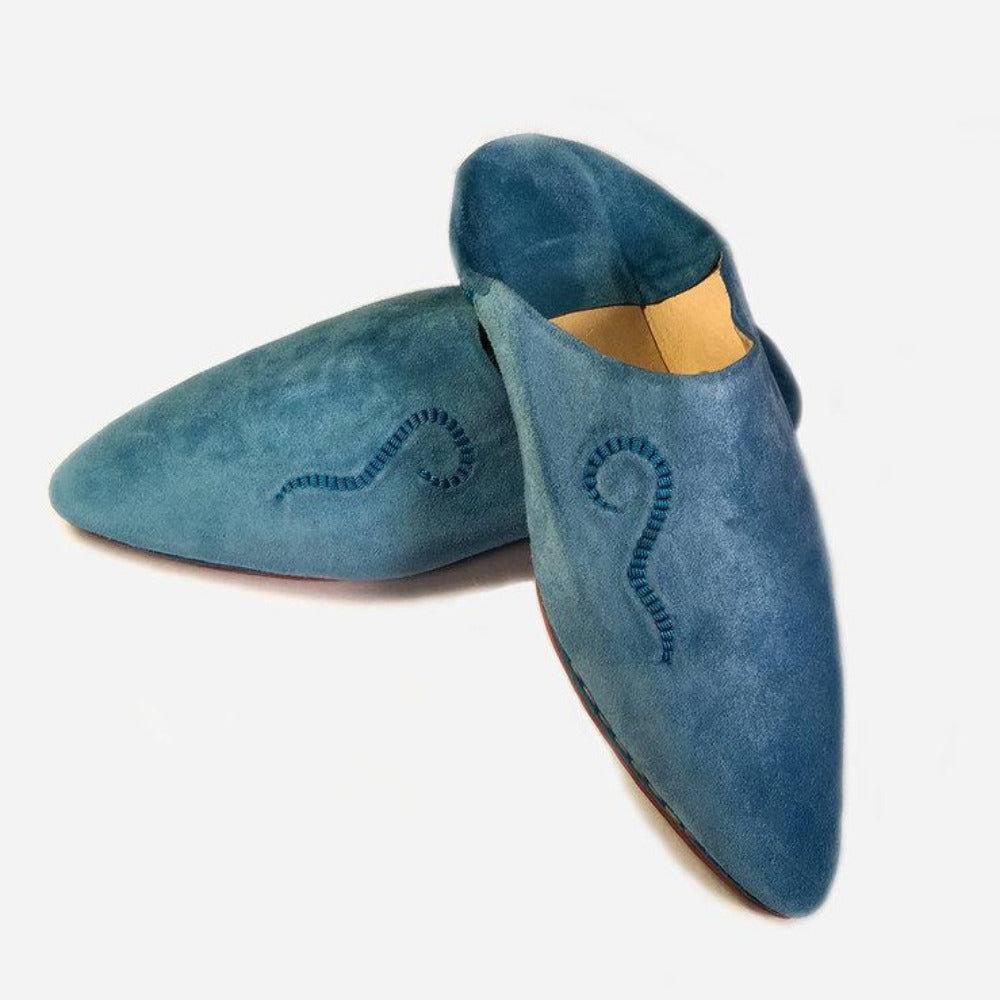 Marché Berber Pointy Babouche in Blue